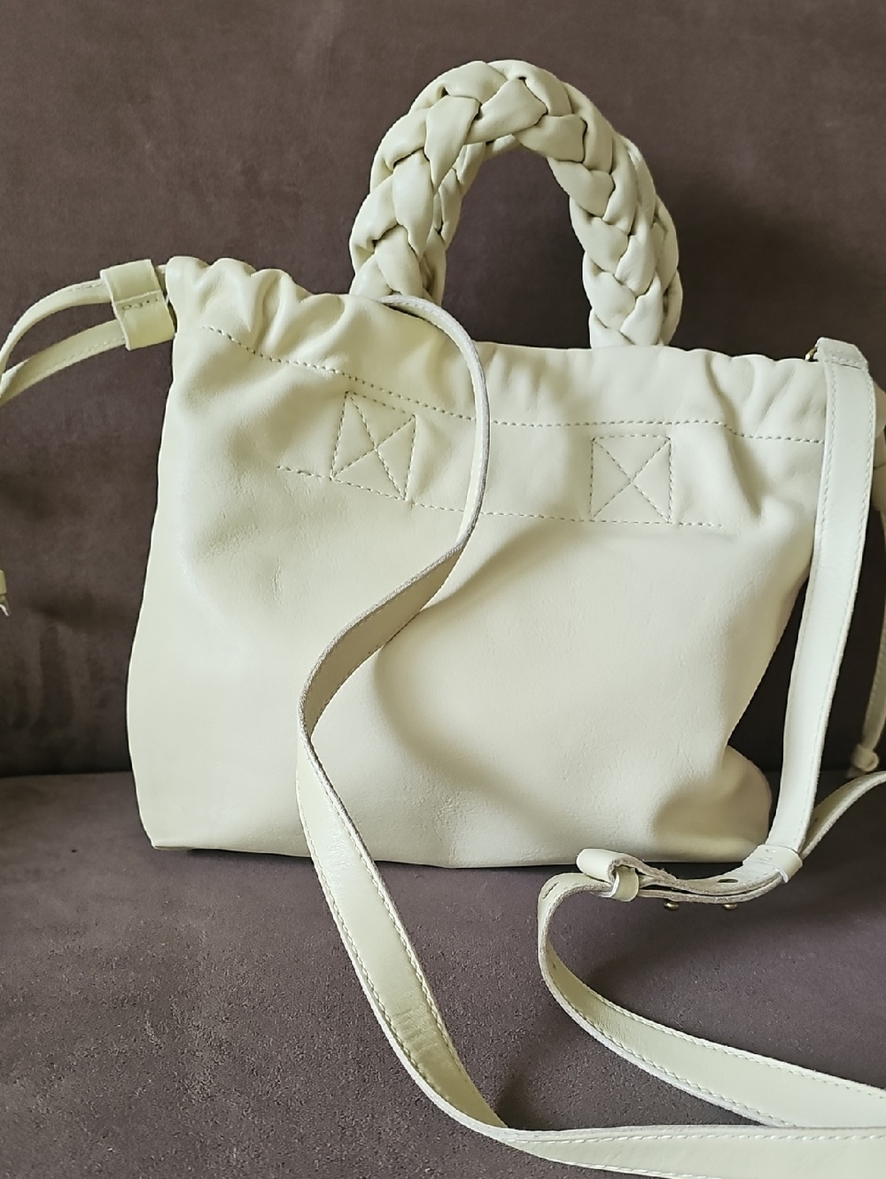 Madewell Piazza Drawstring Leather Crossbody Bag - Pale Green NWT